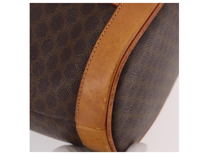 Céline Borsa a tracolla CELINE Macadam Canvas PVC Pelle Marrone Oro Auth bs36063 D'oro - vista 14