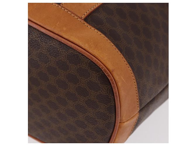 Céline Borsa a tracolla CELINE Macadam Canvas PVC Pelle Marrone Oro Auth bs36063 D'oro - vista 15