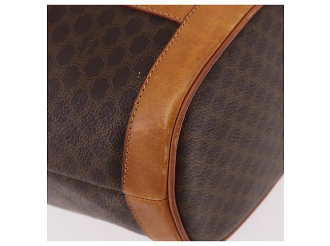 Céline Borsa a tracolla CELINE Macadam Canvas PVC Pelle Marrone Oro Auth bs36063 D'oro - vista 16