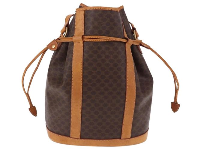 Céline Borsa a tracolla CELINE Macadam Canvas PVC Pelle Marrone Oro Auth bs36063 D'oro - vista 2