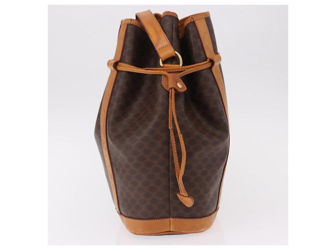 Céline Borsa a tracolla CELINE Macadam Canvas PVC Pelle Marrone Oro Auth bs36063 D'oro - vista 3