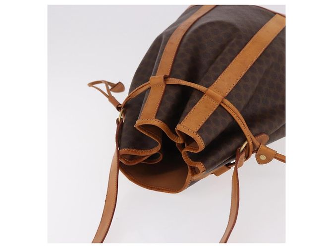 Céline Borsa a tracolla CELINE Macadam Canvas PVC Pelle Marrone Oro Auth bs36063 D'oro - vista 6