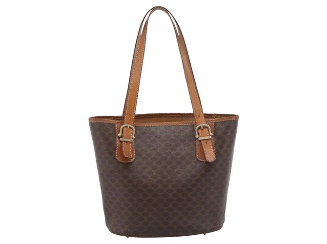 Céline Borsa Tote CELINE Macadam in PVC e pelle marrone con finiture dorate Auth 192720 - vista 2