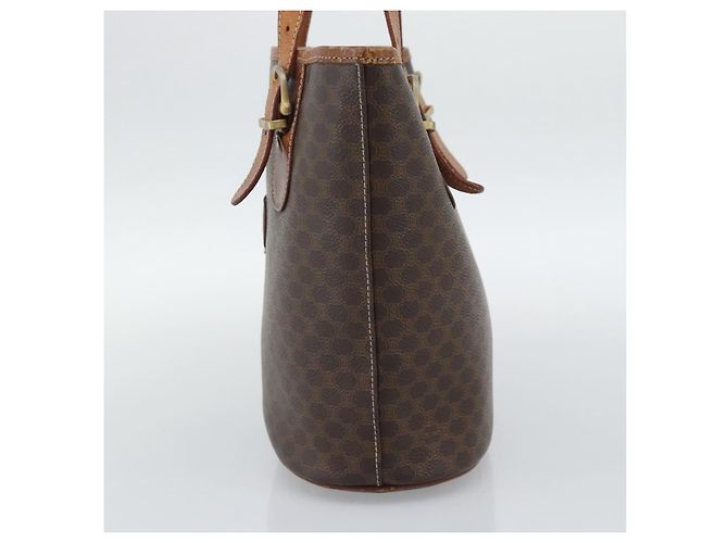Céline Borsa Tote CELINE Macadam in PVC e pelle marrone con finiture dorate Auth 192720 - vista 4