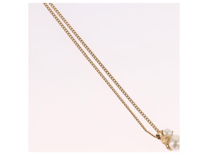 Collana Christian Dior Pearl tTop Metallo Tonalità Oro Auth SW2495 - vista 4