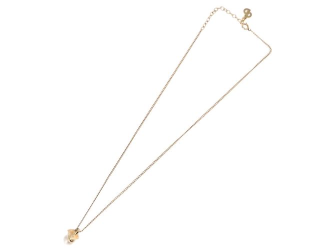 Collana Christian Dior Pearl tTop Metallo Tonalità Oro Auth SW2495 - vista 8