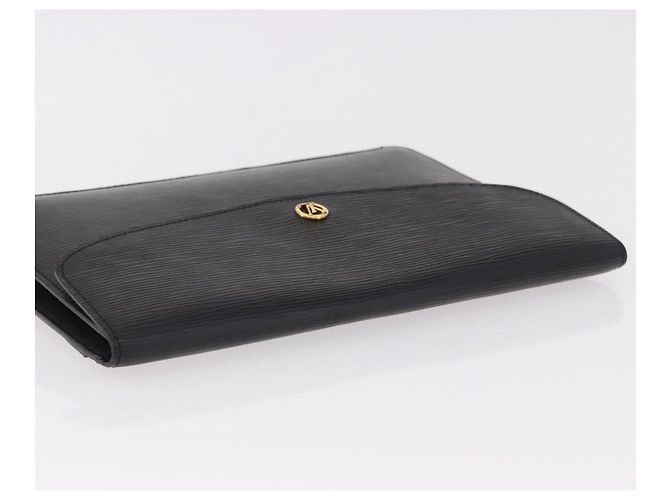 LOUIS VUITTON Epi Montaigne 27 Clutch Bag Black M52652 LV Auth mr2795 Nero - vista 5