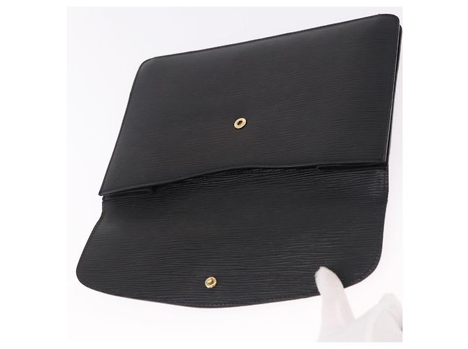 LOUIS VUITTON Epi Montaigne 27 Clutch Bag Black M52652 LV Auth mr2795 Nero - vista 8