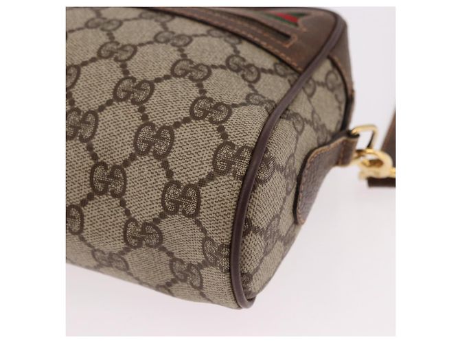 Borsa GUCCI GG Supreme Web Sherry Line PVC Beige Oro 001 115 6655 Auth 191920 D'oro - vista 11