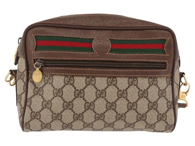 Borsa GUCCI GG Supreme Web Sherry Line PVC Beige Oro 001 115 6655 Auth 191920 D'oro - vista 2
