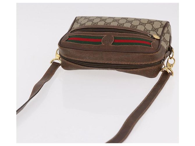 Borsa GUCCI GG Supreme Web Sherry Line PVC Beige Oro 001 115 6655 Auth 191920 D'oro - vista 6