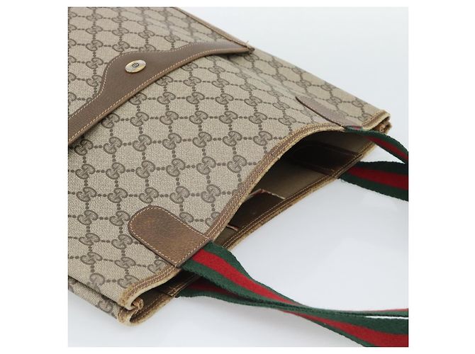 Borsa Tote GUCCI GG Supreme in PVC e pelle Beige Auth 192725 - vista 6