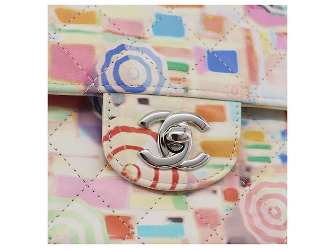 CHANEL Matelasse 25 Chain Bag Lamb Skin Multicolor Silver CC Auth 190690SM Argento Multicolore - vista 19