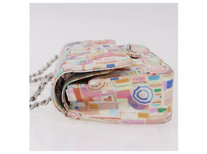 CHANEL Matelasse 25 Chain Bag Lamb Skin Multicolor Silver CC Auth 190690SM Argento Multicolore - vista 4