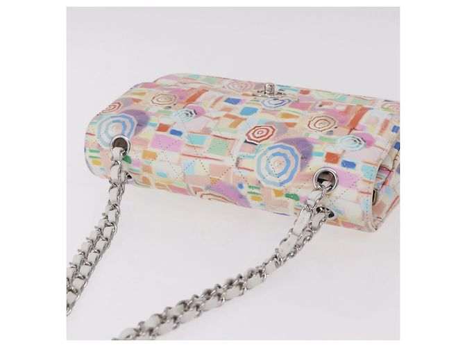 CHANEL Matelasse 25 Chain Bag Lamb Skin Multicolor Silver CC Auth 190690SM Argento Multicolore - vista 6