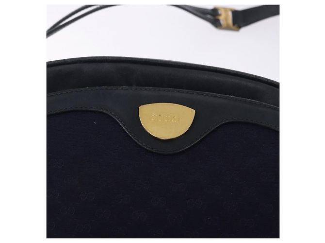 Borsa a Spalla GUCCI Micro GG Canvas Navy Gold Auth 192243 D'oro Blu navy - vista 15