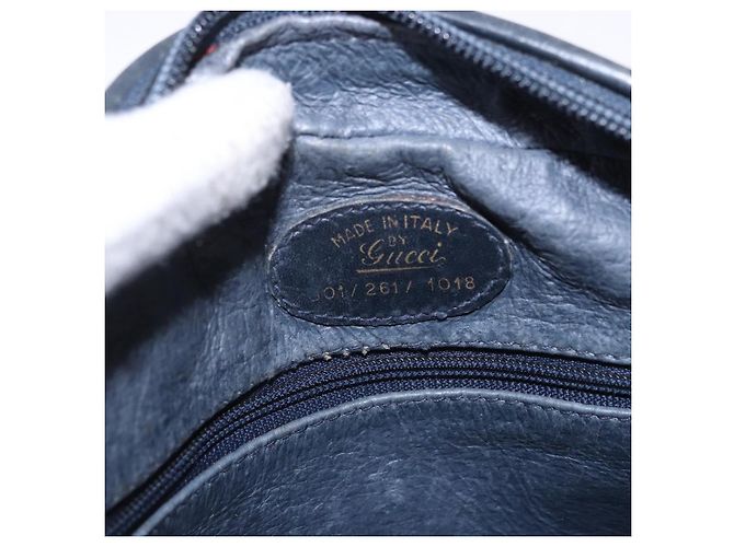 Borsa a Spalla GUCCI Micro GG Canvas Navy Gold Auth 192243 D'oro Blu navy - vista 16