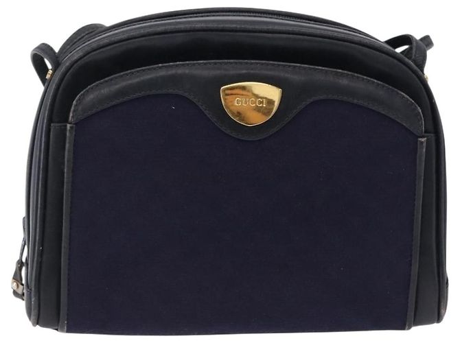 Borsa a Spalla GUCCI Micro GG Canvas Navy Gold Auth 192243 D'oro Blu navy - vista 2