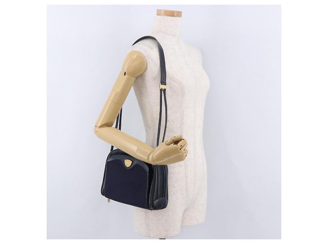 Borsa a Spalla GUCCI Micro GG Canvas Navy Gold Auth 192243 D'oro Blu navy - vista 23