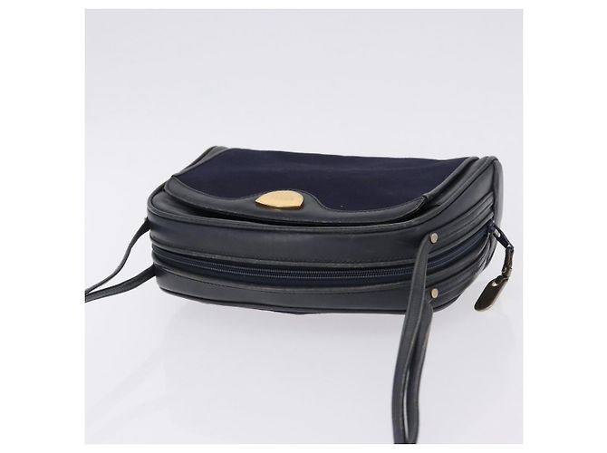 Borsa a Spalla GUCCI Micro GG Canvas Navy Gold Auth 192243 D'oro Blu navy - vista 6