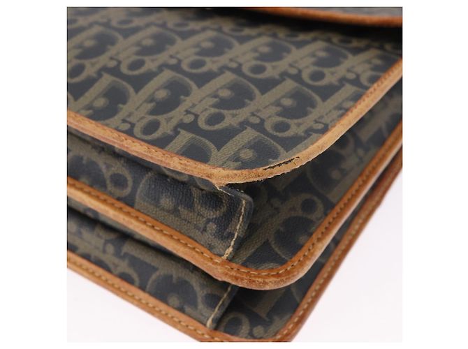 Borsa Christian Dior Trotter Canvas PVC 2way Navy Gold Auth 192200 D'oro Blu navy - vista 13