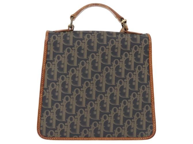 Borsa Christian Dior Trotter Canvas PVC 2way Navy Gold Auth 192200 D'oro Blu navy - vista 3