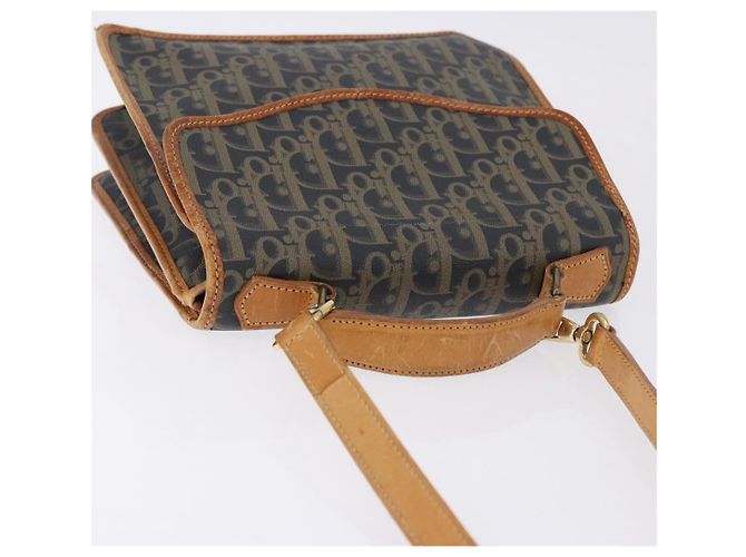 Borsa Christian Dior Trotter Canvas PVC 2way Navy Gold Auth 192200 D'oro Blu navy - vista 6