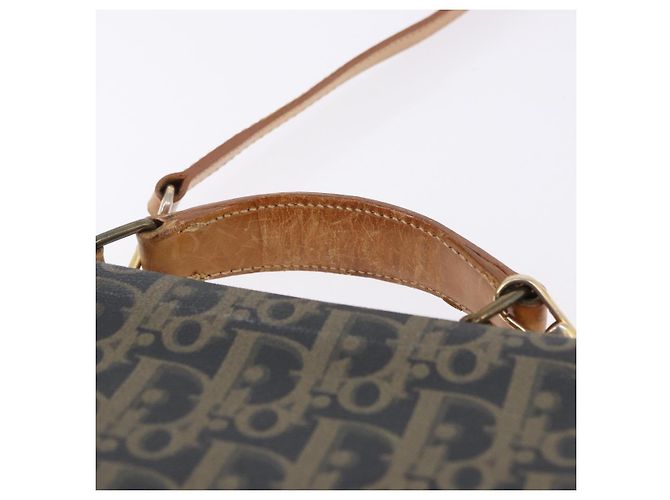 Borsa Christian Dior Trotter Canvas PVC 2way Navy Gold Auth 192200 D'oro Blu navy - vista 8