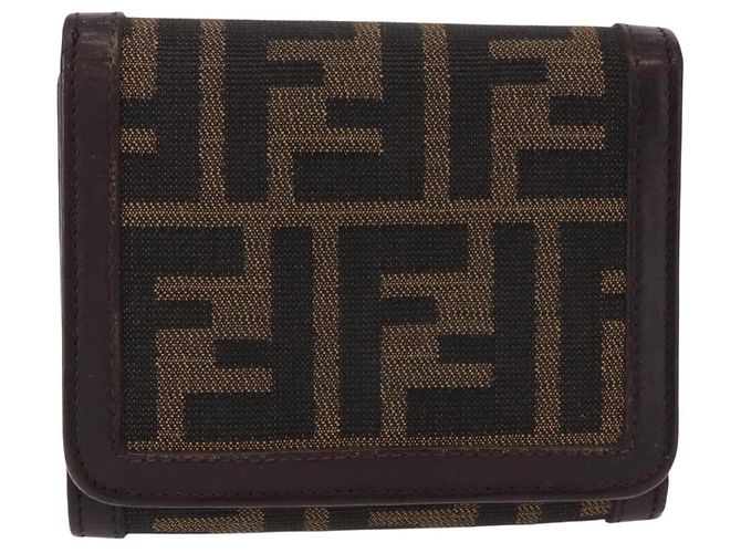 FENDI Zucca Canvas Wallet Black Brown Auth bs36073 - view 13