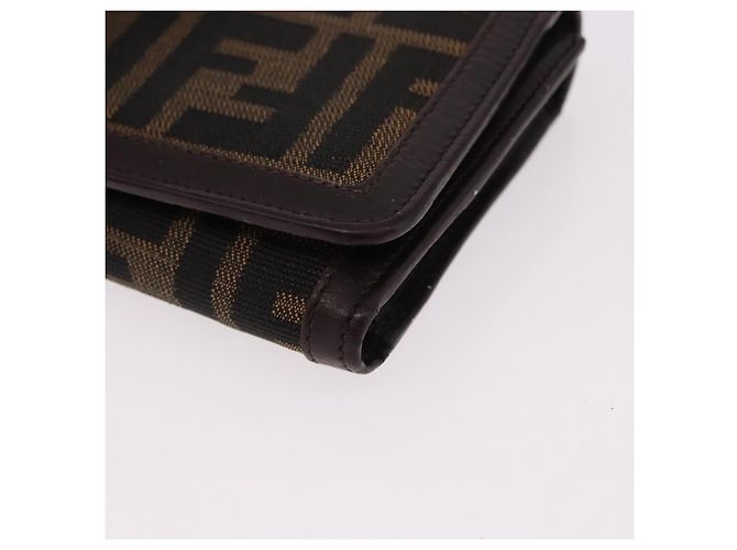 FENDI Zucca Canvas Wallet Black Brown Auth bs36073 - view 14