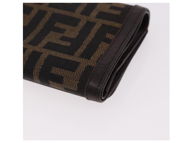 FENDI Zucca Canvas Wallet Black Brown Auth bs36073 - view 16