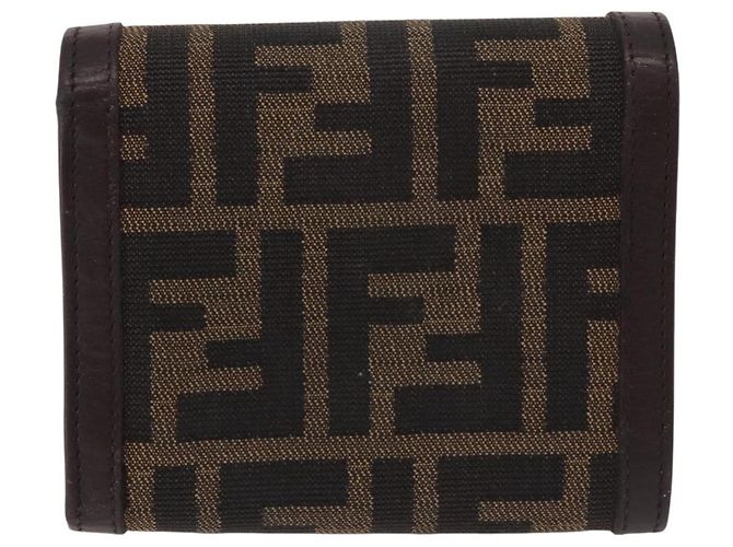 FENDI Zucca Canvas Wallet Black Brown Auth bs36073 - view 2