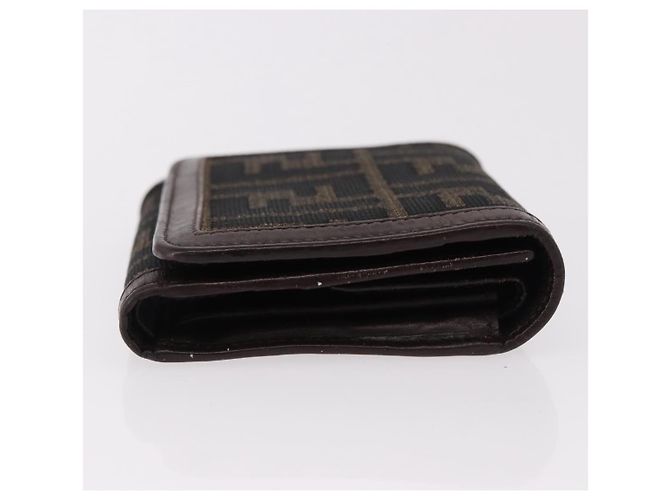 FENDI Zucca Canvas Wallet Black Brown Auth bs36073 - view 3