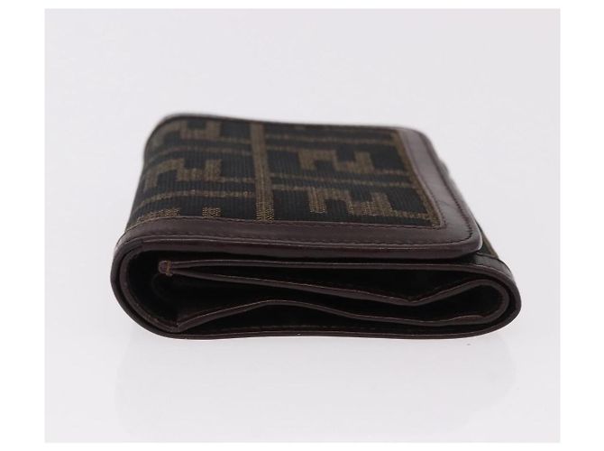 FENDI Zucca Canvas Wallet Black Brown Auth bs36073 - view 4