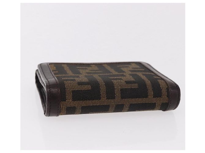 FENDI Zucca Canvas Wallet Black Brown Auth bs36073 - view 5