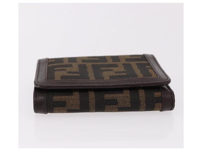 FENDI Zucca Canvas Wallet Black Brown Auth bs36073 - view 6