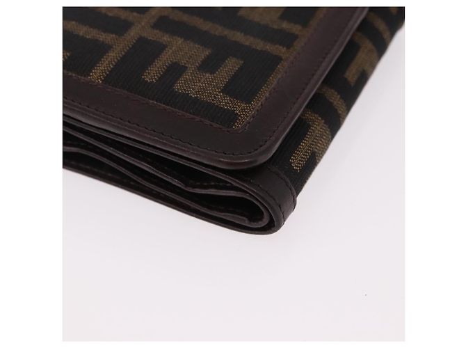 FENDI Zucca Canvas Wallet Black Brown Auth bs36073 - view 7