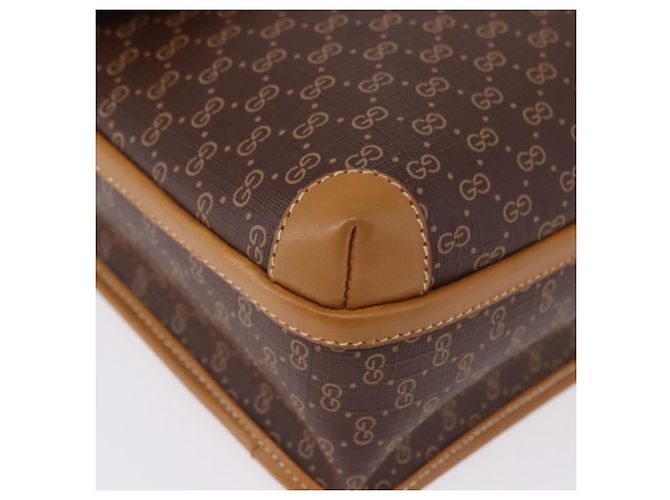 Bolsa de Ombro GUCCI Micro GG Supreme PVC Marrom Ouro 001 261 0688 Auth BA14319A Dourado - vista 10