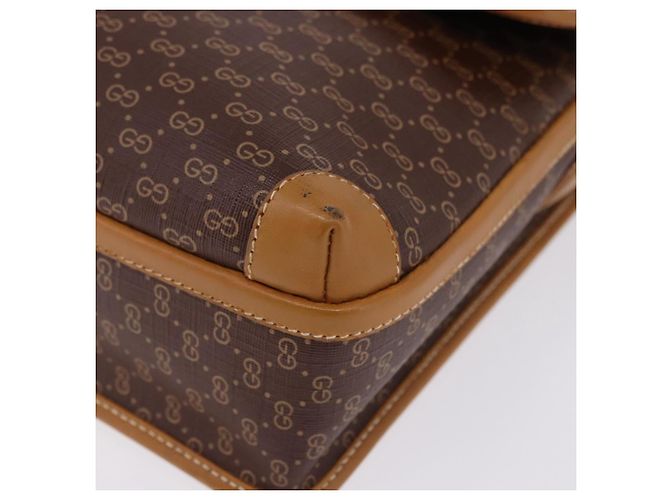Bolsa de Ombro GUCCI Micro GG Supreme PVC Marrom Ouro 001 261 0688 Auth BA14319A Dourado - vista 11
