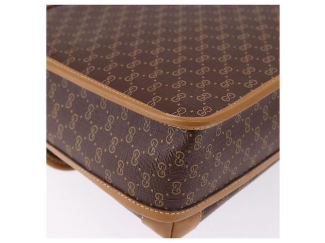 Bolsa de Ombro GUCCI Micro GG Supreme PVC Marrom Ouro 001 261 0688 Auth BA14319A Dourado - vista 12