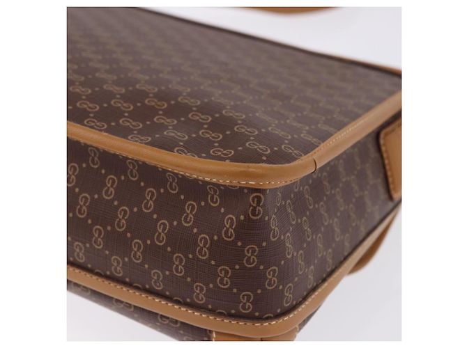 Bolsa de Ombro GUCCI Micro GG Supreme PVC Marrom Ouro 001 261 0688 Auth BA14319A Dourado - vista 13
