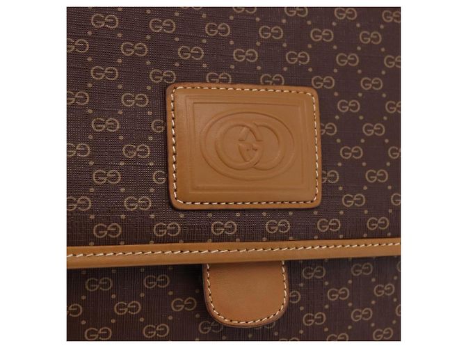 Bolsa de Ombro GUCCI Micro GG Supreme PVC Marrom Ouro 001 261 0688 Auth BA14319A Dourado - vista 14