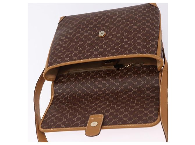 Bolsa de Ombro GUCCI Micro GG Supreme PVC Marrom Ouro 001 261 0688 Auth BA14319A Dourado - vista 15