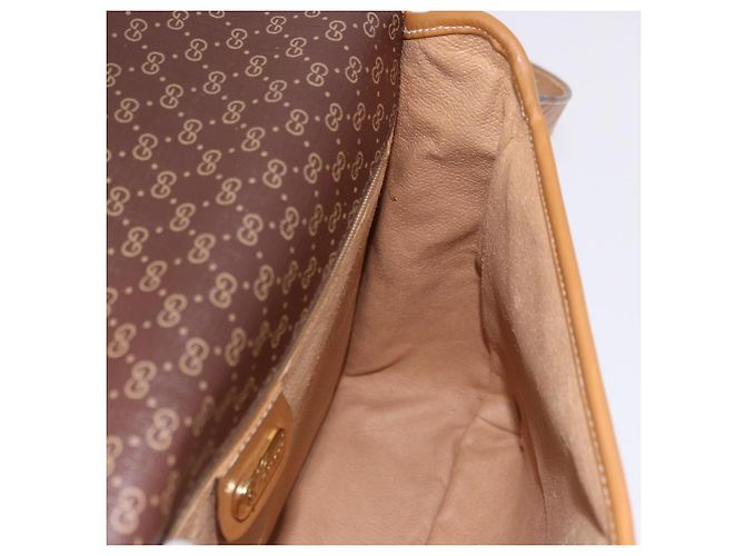 Bolsa de Ombro GUCCI Micro GG Supreme PVC Marrom Ouro 001 261 0688 Auth BA14319A Dourado - vista 18