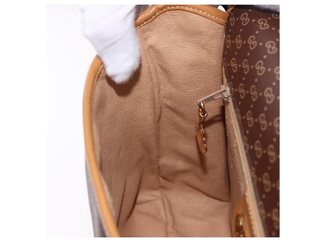 Bolsa de Ombro GUCCI Micro GG Supreme PVC Marrom Ouro 001 261 0688 Auth BA14319A Dourado - vista 19