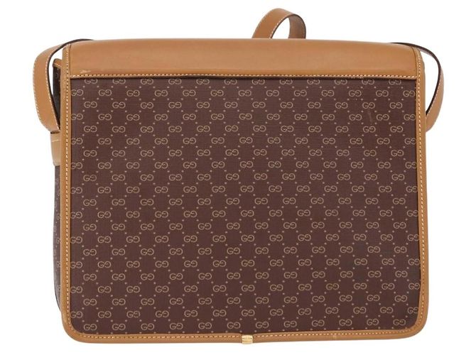 Bolsa de Ombro GUCCI Micro GG Supreme PVC Marrom Ouro 001 261 0688 Auth BA14319A Dourado - vista 3