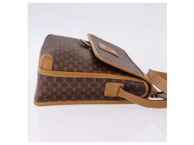 Bolsa de Ombro GUCCI Micro GG Supreme PVC Marrom Ouro 001 261 0688 Auth BA14319A Dourado - vista 4
