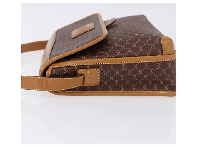 Bolsa de Ombro GUCCI Micro GG Supreme PVC Marrom Ouro 001 261 0688 Auth BA14319A Dourado - vista 5