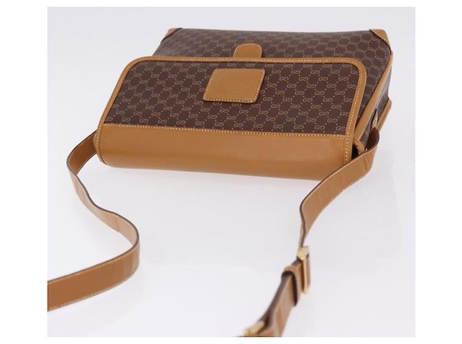 Bolsa de Ombro GUCCI Micro GG Supreme PVC Marrom Ouro 001 261 0688 Auth BA14319A Dourado - vista 6