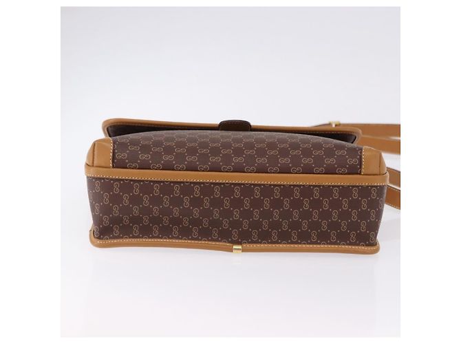 Bolsa de Ombro GUCCI Micro GG Supreme PVC Marrom Ouro 001 261 0688 Auth BA14319A Dourado - vista 9